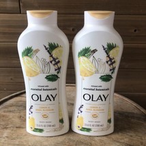 (2) Olay Infused Essential Botanicals Body Wash Lemon &amp; Basil Blossom 23.6 OZ - £29.88 GBP