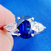 Earth mined Sapphire Diamond Deco Engagement Ring 2.70 Carat Platinum Solitaire - $12,326.25