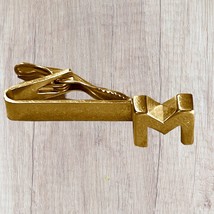 Vintage Men’s Tie Bar Clip Initial Letter  M Gold Tone 3D - $19.00