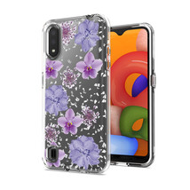 Pressed Dried Flower Design Phone Case For Samsung Galaxy A01 In Purple - £7.99 GBP