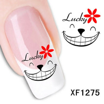 Nail Art Water Transfer Sticker Decal Stickers Pretty Flowers Smile Red XF1275 - £2.32 GBP