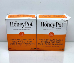 2-Pack Honey Pot 100% Organically Grown Cotton Duo Tampons Regular Crush... - $9.89