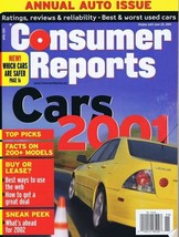 ORIGINAL Vintage 2001 Consumer Reports Magazine Cars Issue - £11.72 GBP
