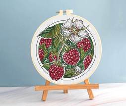 Raspberry cross stitch garden pattern pdf - Berries Folk art embroidery ... - $7.99