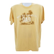 Vintage Gildan &#39;Worlds Greatest Dad&#39; Men&#39;s Yellow Print T-Shirt Size L - £18.84 GBP