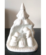 Vintage MCM Light Up Nativity Jesus Angels White Ceramic 7&quot; Christmas NO... - $20.34 CAD