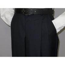 Mens APOLLO KING Banded Collarless suit Chinese Mandarin Wide leg AG92 navy blue image 7