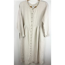 Eileen Fisher Womens Linen Duster Shirt Dress Oatmeal Tan Lagenlook Medium - $98.01