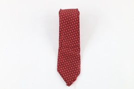 Vtg 40s 50s Rockabilly Distressed Silk Brocade 4 Fold Neck Tie Red Flora... - $19.75