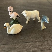 Vtg Figurines Pink Flamingo Dolphin Swan Sheep 4 Miniatures Collectibles FLAWS - £10.19 GBP