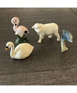 Vtg Figurines Pink Flamingo Dolphin Swan Sheep 4 Miniatures Collectibles... - £10.26 GBP