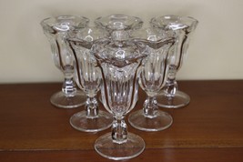 6 Vintage Glass Fluted Ice Cream Sundae Dessert Parfait Cups 6” tulip - £21.98 GBP