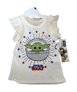 Star Wars Yoda White girls 2T ruffled sleeve Short Sleeve Top - £7.66 GBP