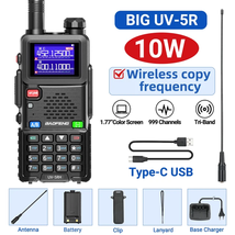 5RH 10W Air Band Walkie Talkie Wirless Copy Frequency Type-C Charger Upgraded UV - £60.43 GBP
