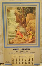 January 1954 Calendar Indian Paradise Advertisement Chief Laundry Januar... - $15.00