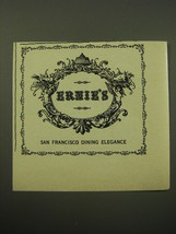 1960 Ernie&#39;s Restaurant Ad - Erinie&#39;s San Francisco Dining Elegance - $14.99
