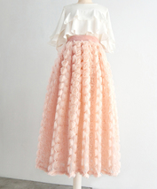 Peach Pink Pleated Midi Skirt Outfit Women Custom Plus Size Holiday Skirt image 7