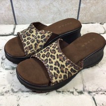 Roper Sandals Leopard And Whip Wedge Platform Slide Womens Size 9 EUC - £38.92 GBP