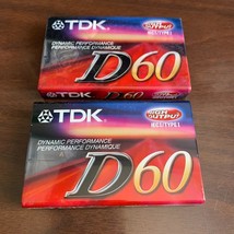 TDK D60 High Output IECI Type I Blank Cassette Tapes New Sealed 2 Pack - £7.78 GBP