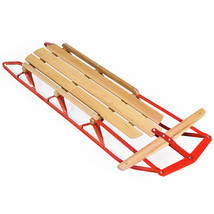 Children 54&quot; Wooden Snow Sled w/Metal Runners&amp; Steering Bar Steering Sno... - £140.74 GBP
