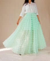 Mint Green Tiered Tulle Skirt Women Custom Plus Size Maxi Tulle Skirt image 5