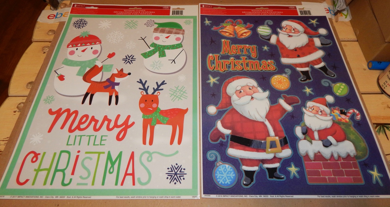Christmas Window Clings 15 1/2&quot; x11 1/2&quot; 2ea USA Impact Innovations Snow... - $4.49