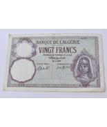Algeria 1942 French 20 Francs Banknote Banque de L'Algerie - $29.99
