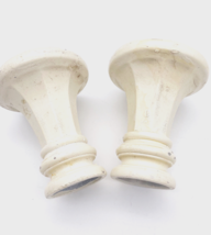 Vintage Curtain Rod Finials Set 2 Hardware Large Knobs Off White Rustic Salvaged - £14.78 GBP