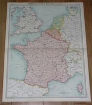 1922 Vintage Map Of France / Belgium Netherlands Belgium - £21.99 GBP