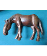 CHINESE WOOD CARVING HORSE 5 1/2 X 7&quot; GLASS EYES original - $238.29 CAD