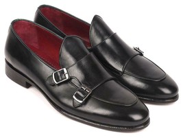Paul Parkman Mens Shoes Black Leather Double Monkstrap Handmade HT82BLK - €326,95 EUR