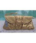 Cache Gold Metallic Leather Rhinestone Purse New Matches Tops Pants $128... - $70.02 CAD