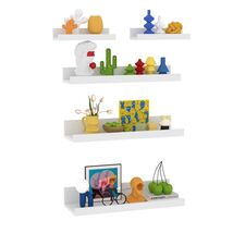 Lyeasw 16in White Floating Wall Shelves Set of 5 with Lip for Kitchen Bath - $349.23 MXN