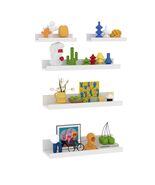 Lyeasw 16in White Floating Wall Shelves Set of 5 with Lip for Kitchen Bath - $349.23 MXN