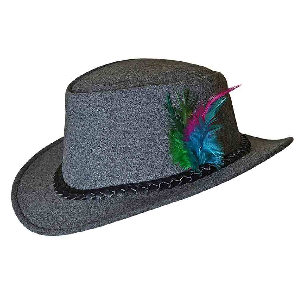 Traditional Bavarian Hat Grey Oktoberfest Costumes German Cowboy Beer Festival