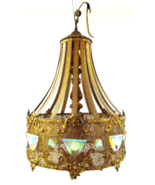 Vintage Brass Ornate Crystals Bohemian Brass Filigree Aurora Borealis Ch... - €300,13 EUR