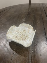 Italian Murano Art Glass Candy Dish Ash Tray Scalloped Edges Gold Flecks... - $29.69