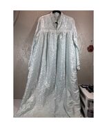 Character Light Blue Long Sleeve Button Down Satin Nightgown Vintage Siz... - $693.54 MXN