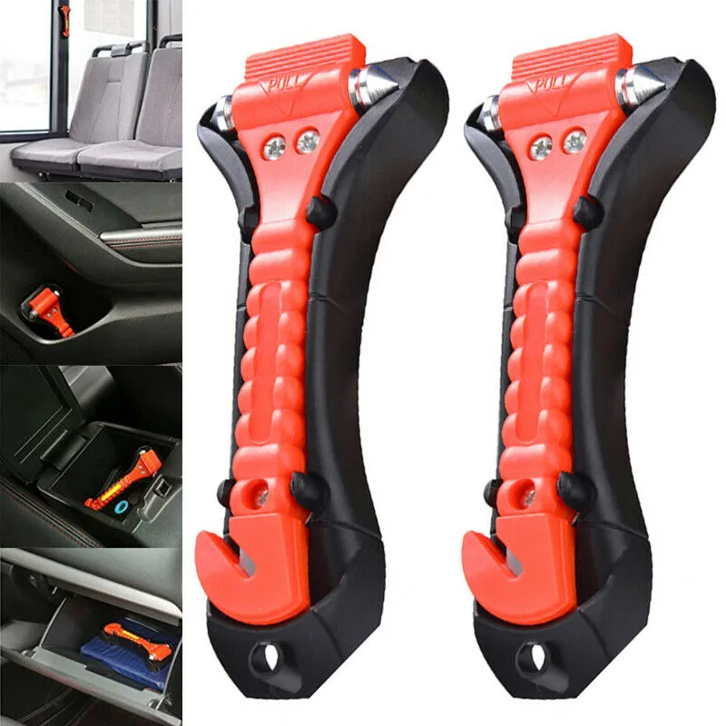 1/2PCS Survival Safety Hammer Camping Driving Car Seat Belt Cutter Emergency - £12.73 GBP+