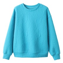 Vimly Korean Fashion Women Sweatshirt Casual Letter Embroidery Solid Pullover Lo - £102.46 GBP