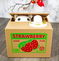 Whimsical Strawberry Feline Kitty Cat Coin Grabber Money Bank Box Sculpture - $37.79 CAD