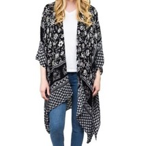 Time and Tru ~ Black Floral ~  Layering Piece ~ Kimono ~ Small/Medium (S-M) - $30.00