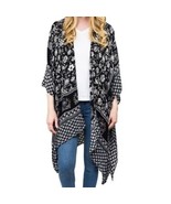 Time and Tru ~ Black Floral ~  Layering Piece ~ Kimono ~ Small/Medium (S-M) - $42.10 CAD