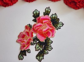 Fashion flower patch, Hot Pink Peony patch,  Iron on  - £7.11 GBP