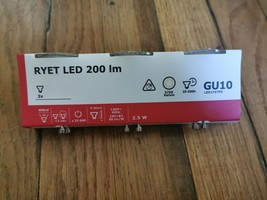 Pack of 3 - Ikea RYET GU10 LED Bulb 200 Lumen, Warm White 2700, Not Dimmable - $11.87