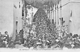 Sevilla Spagna ~ La Virgen De Esperanza Vista Per Detras ~1910s Foto Cartolina - £6.25 GBP