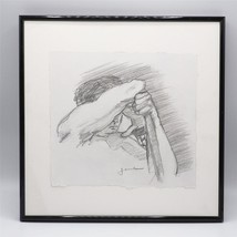 Drawing on Paper Artist Signed Framed Known Artist 14x14 - £92.36 GBP