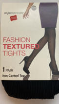 Hanes Sz A Non Control Top Style Essentials Fashion Textured Black Tights - £6.32 GBP