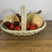 Bassano Lattice Woven Ceramic Fruit Basket Handle Centerpiece Italy - £25.92 GBP