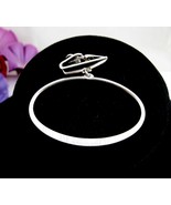 Tie Clasp Swank MEN&#39;S Vintage Tiebar Bar Big OVAL LOOP HOOP  Silvertone ... - $28.29 CAD